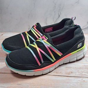Skechers Synergy Scene Stealer Women's Size 11 Black Rainbow Slipon Running Shoe